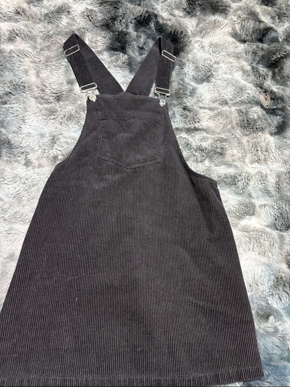 Forever 21 Black Corduroy Overall Dress with Strap Detail